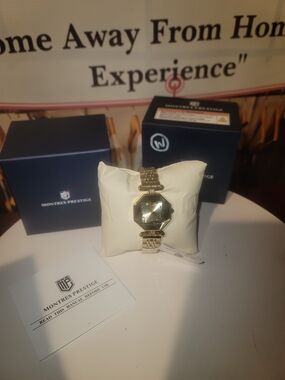 Women's Gold Octagon Bracelet Watch by Montres Prestige